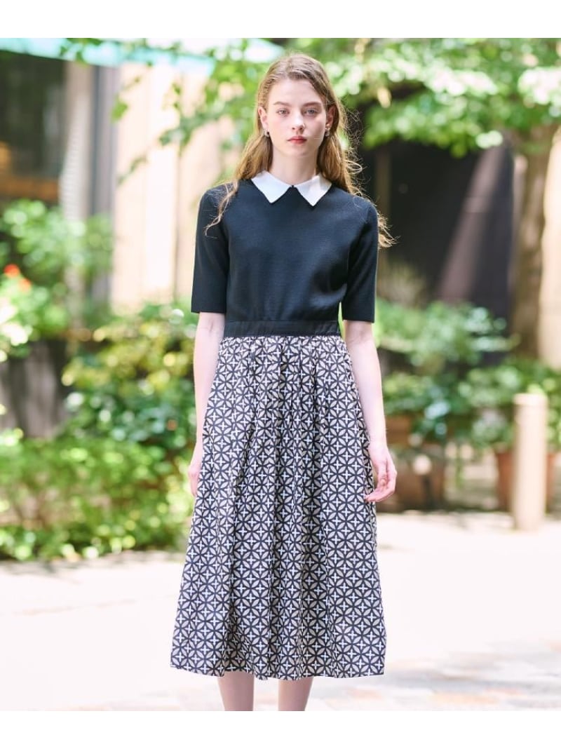 【ウォッシャブル】オーバーラップバイカラーニットコンビワンピース DRESSTERIOR 御召しものテリア 衣装・御召しもの 余分の物の衣装・御召しもの ベージュ【貨物輸送無料】[ Fashion]