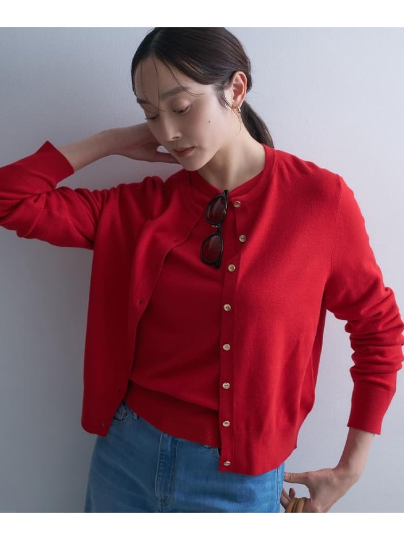 【SALE／30%OFF】【アンサンブル可/洗える】ウォームスパン カーディガン UNTITLED アンタイトル トップス カーディガン ホワイト ブラック レッド ブルー【RBA_E】【送料無料】[ Fashion]