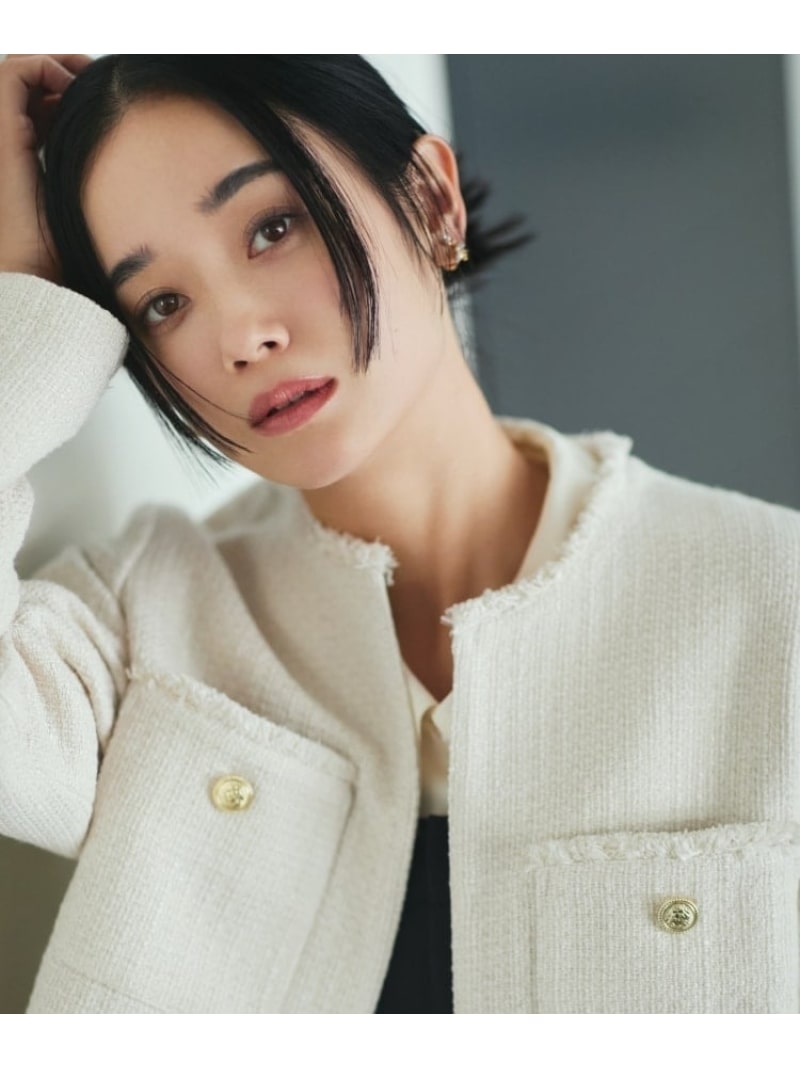 【ONOFF活躍/セレモニー/通勤】ツイードノーカラージャケット/洗える THE SHOP TK ザ ショップ ティーケー ジャケット・アウター ノーカラージャケット ホワイト ブラック【送料無料】[ Fashion]｜WORLD ONLINE STORE店 9,240円