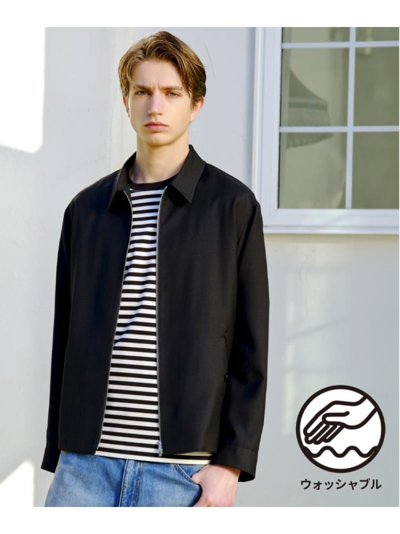 【ウォッシャブル】ウールハリントン ジャケット DRESSTERIOR ドレステリア ジャケット・アウター ブルゾン・ジャンパー ブラック【送料無料】[ Fashion]