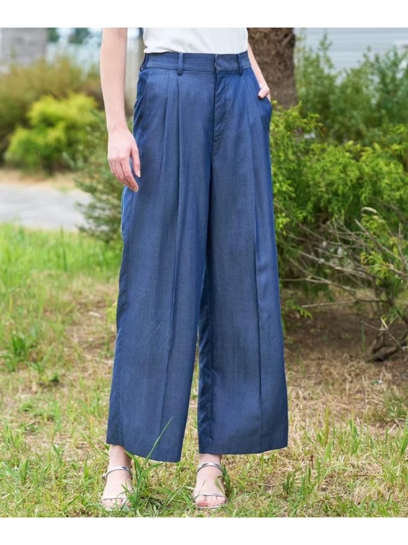 【SALE／15%OFF】【otonaMUSE5月号掲げる/セットアップ可】テンセルデニムワイドパンツ DRESSTERIOR 御召しものテリア ズボン下 余分の物のズボン下 青碧【RBA_E】【貨物輸送無料】[ Fashion]