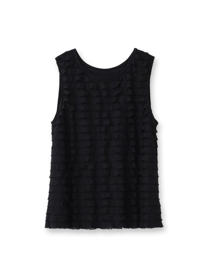 provoke(プロヴォーク)【別注】 フリフリ タンクトップ DRESSTERIOR ドレステリア トップス アンサンブル ブラック ベージュ【先行予約】*【送料無料】[ Fashion]