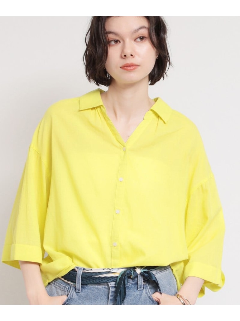 ポジティブカラーが映える バイオウォッシュバックギャザーシャツ THE SHOP TK ザ ショップ ティーケー トップス シャツ・ブラウス イエロー ピンク ブルー【送料無料】[ Fashion]