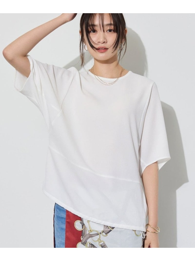 【洗える/2WAY/裾ドロスト付き】 ドルマンスリーブチュニックトップス INDIVI インディヴィ トップス カットソー・Tシャツ ブラック グレー ホワイト【送料無料】[ Fashion]