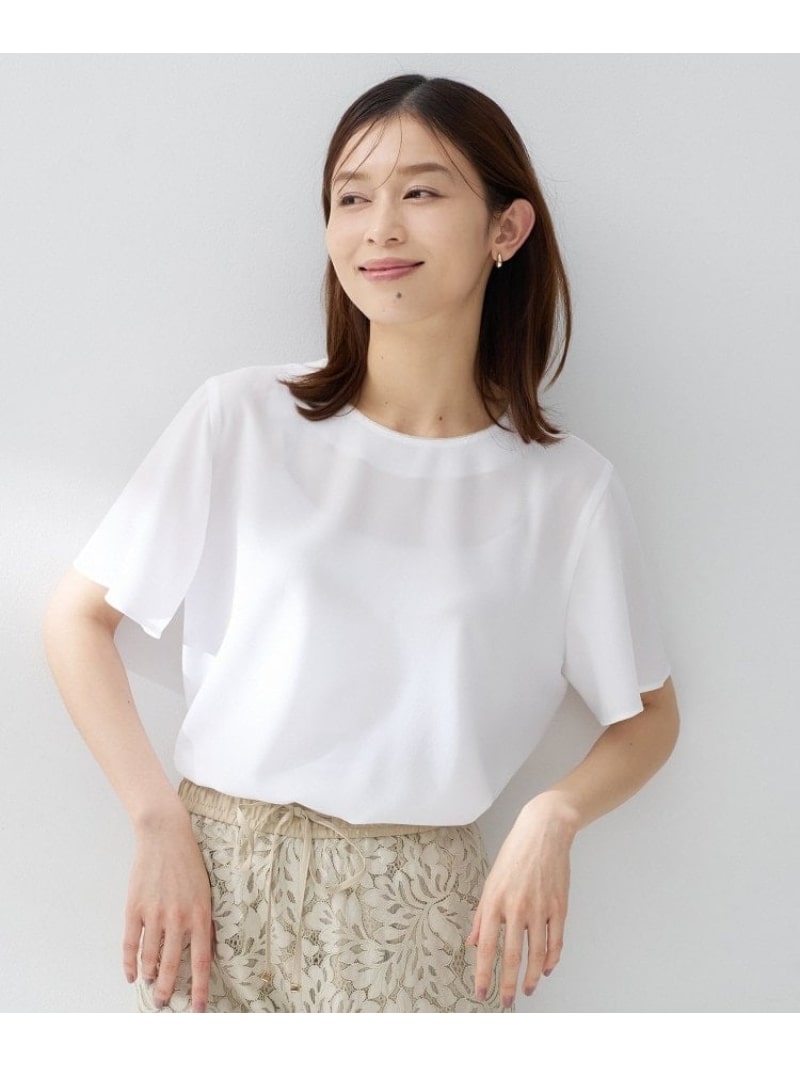 【洗える/ジャケットインナー】シルキータッチTブラウス UNTITLED アンタイトル トップス シャツ・ブラウス ブラック ホワイト【先行予約】*【送料無料】[ Fashion]