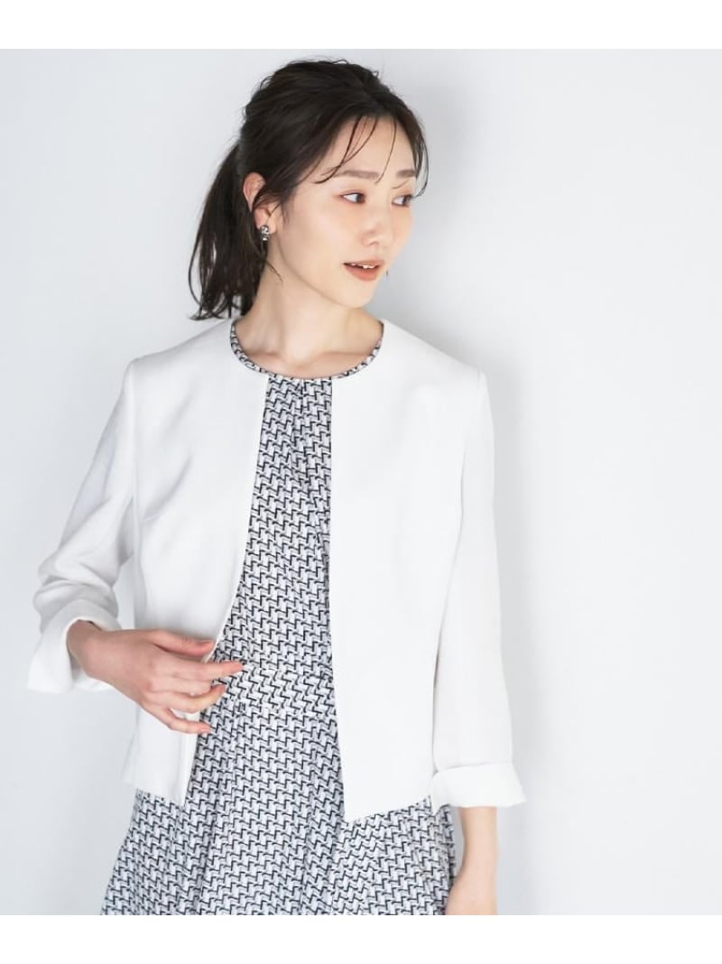 【清涼感/洗える】ミニマルシルエットジャケット UNTITLED アンタイトル ジャケット・アウター ノーカラージャケット グレー ネイビー ホワイト【送料無料】[ Fashion]｜WORLD ONLINE STORE店