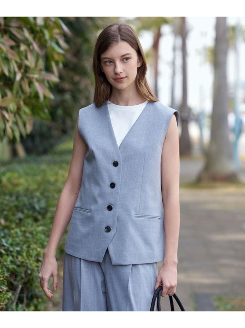 【セットアップ可/ウォッシャブル】セットアップストライプジレ DRESSTERIOR ドレステリア トップス ベスト・ジレ グレー ベージュ【送料無料】[ Fashion]