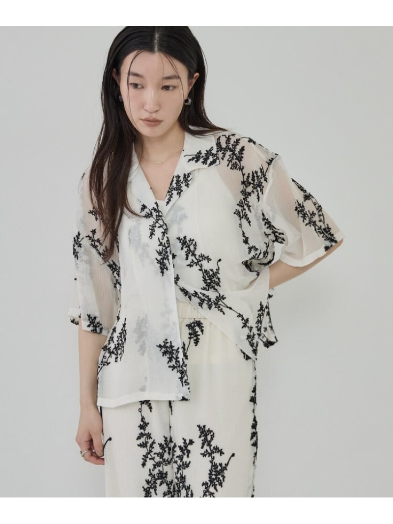 【SALE／5%OFF】オープンカラーボタニカル刺繍シャツ【セットアップ可能】 GALLEST ギャレスト トップス シャツ・ブラウス ホワイト ブラック【RBA_E】【送料無料】[ Fashion]｜WORLD ONLINE STORE店