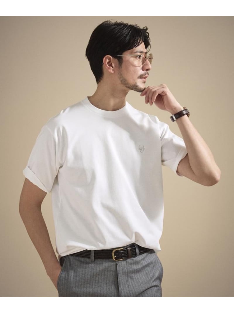 ワンストローク刺繍 半袖 Tシャツ TAKEO KIKUCHI タケオキクチ トップス カットソー・Tシャツ ホワイト ブラウン オレンジ グリーン ネイビー【送料無料】[ Fashion]