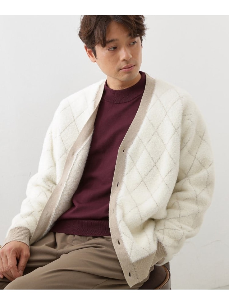 【SALE／30%OFF】配色シャギーニットカーディガン ユニセックスでおすすめ! THE SHOP TK ザ ショップ ティーケー トップス カーディガン ホワイト【RBA_E】【送料無料】[ Fashion]