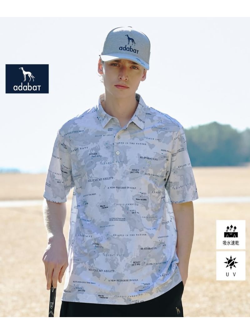 【ADABAT NAVY】吸水速乾/UVカット エアロフォトリンクスプリント半袖ポロシャツ adabat アダバット トップス ポロシャツ ブルー ネイビー【送料無料】[ Fashion]｜WORLD ONLINE STORE店