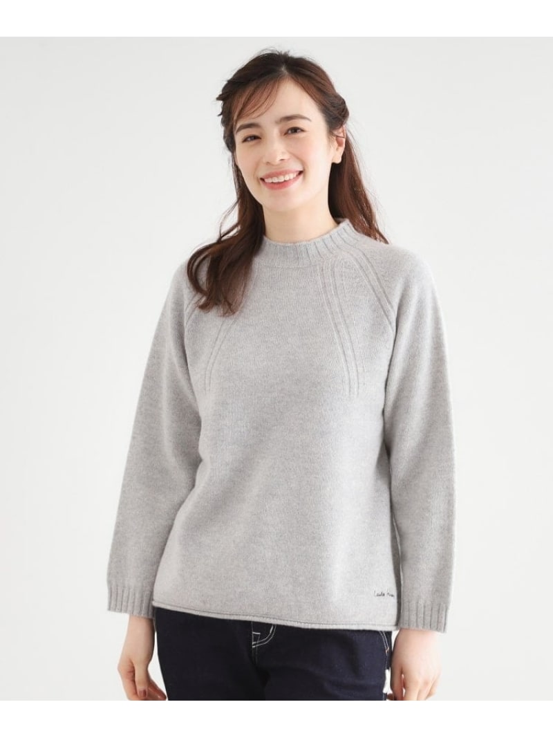 【SALE／5%OFF】【日本製/ワンマイルウエア】ソフトウール プルオーバー LAURA ASHLEY HOME ローラ アシュレイ トップス ニット グレー ホワイト ブルー【RBA_E】【送料無料】[ Fashion]