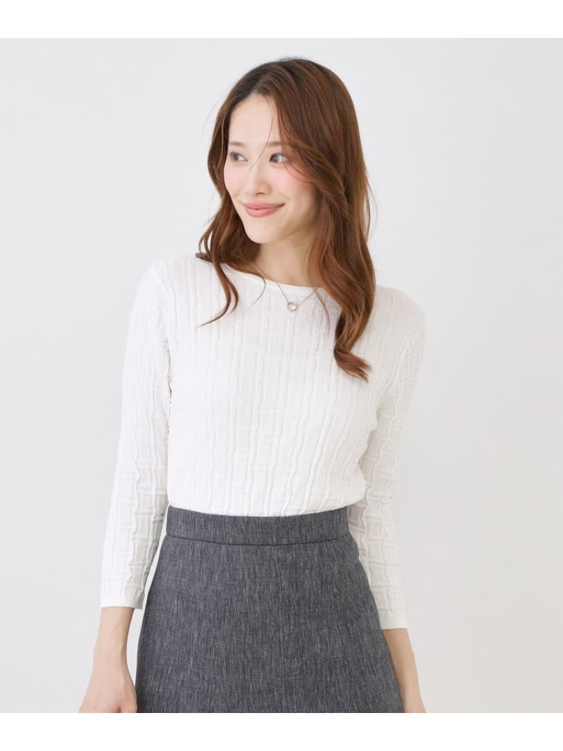 【SALE／10%OFF】【手洗い可/通勤】幾何柄編みニット COUP DE CHANCE クード シャンス トップス ニット ホワイト ブラック ブルー【RBA_E】【送料無料】[ Fashion]