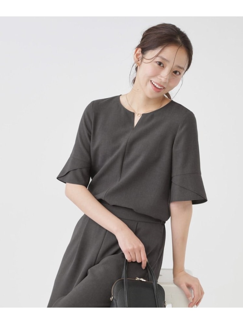 【手洗い可/日本製/セットアップ可】キーネックブラウス COUP DE CHANCE クード シャンス トップス シャツ・ブラウス ブラック ブラウン ベージュ【送料無料】[ Fashion] 11,165円