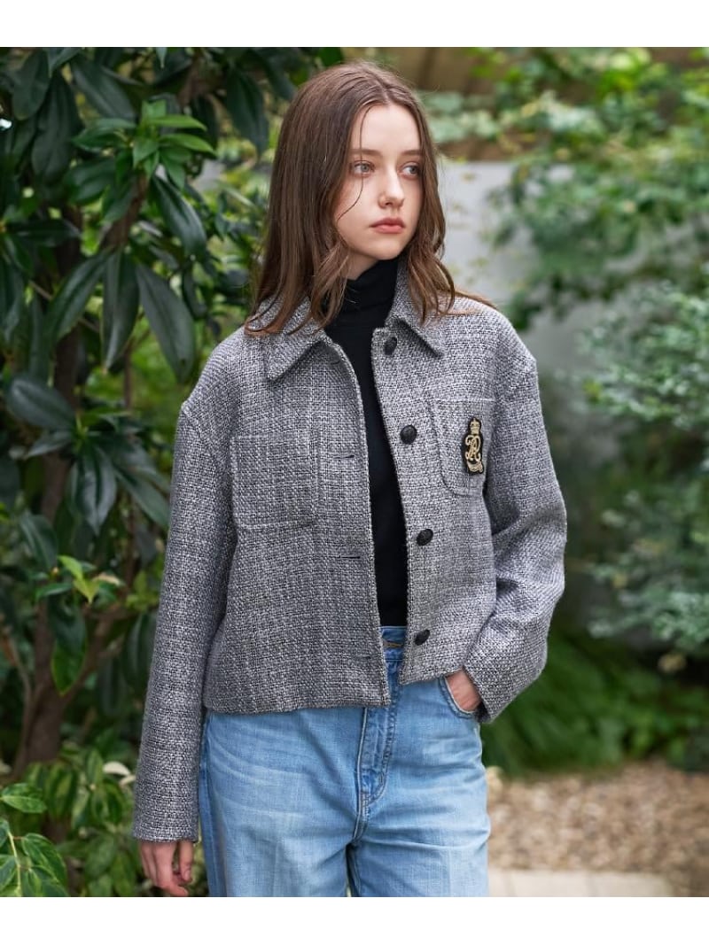 【SALE／30%OFF】エンブレムショートブルゾン DRESSTERIOR 御召しものテリア ジャケット・アウター 上衣・前掛け 黒いこと 薄墨色【RBA_E】【貨物輸送無料】[ Fashion]
