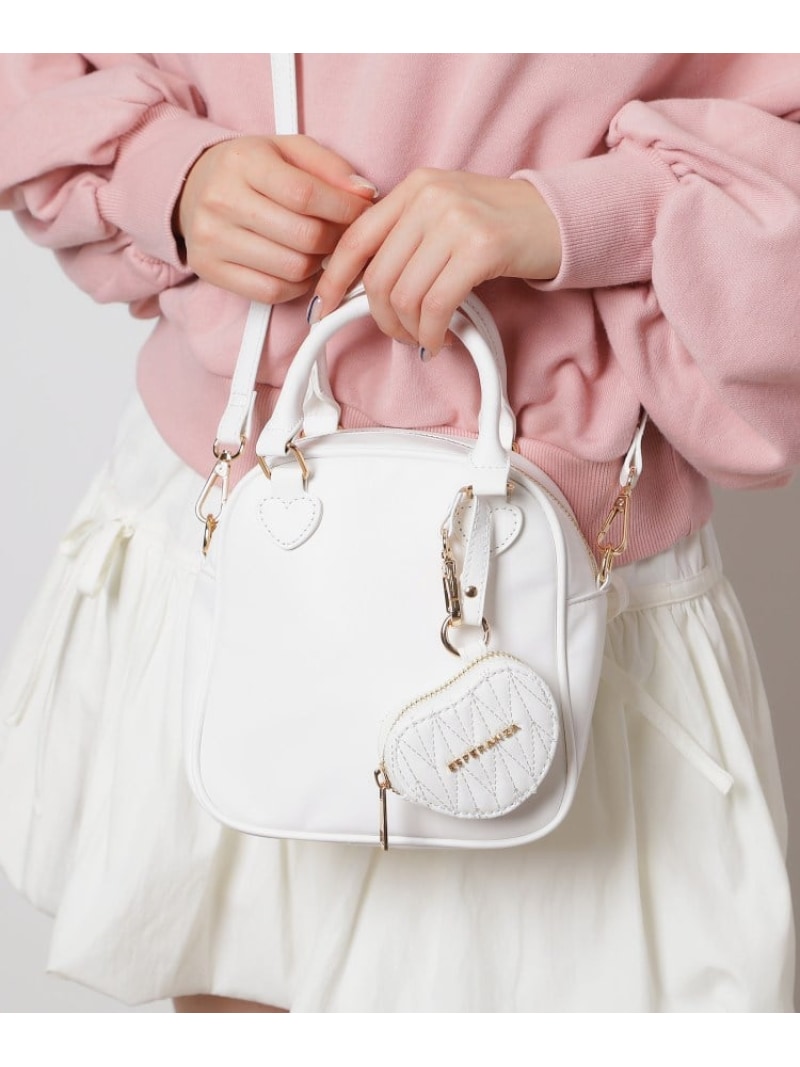 【SALE／5%OFF】ハートチャーム付ミニボストンバッグ ESPERANZA エスペランサ バッグ ショルダーバッグ ピンク ブラック ホワイト【RBA_E】【送料無料】[ Fashion]｜WORLD ONLINE STORE店