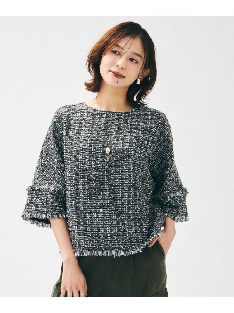 【SALE／20%OFF】【きれいめ/体型カバー】ツイードドルマントップス UNTITLED アンタイトル トップス シャツ・ブラウス ネイビー ブラック ベージュ【RBA_E】【送料無料】[ Fashion]｜WORLD ONLINE STORE店