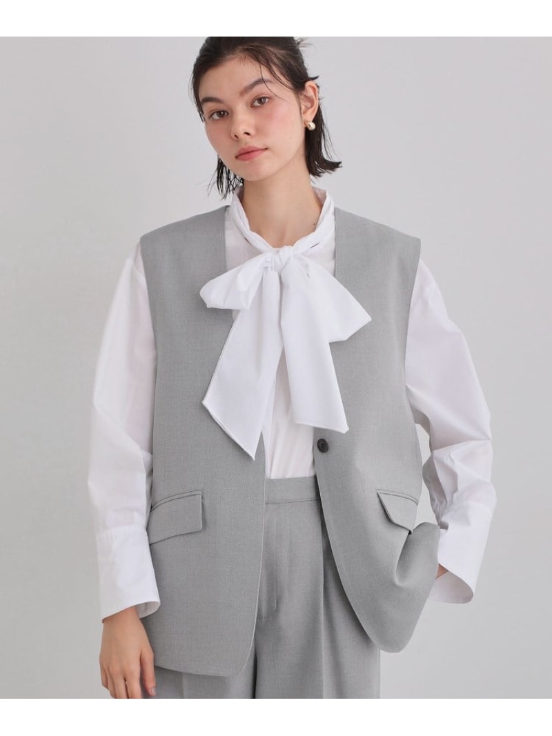 【SALE／28%OFF】【通勤にもカジュアルにも】CAVIAN ジレ/セットアップ可 THE SHOP TK ザ ショップ ティーケー トップス ベスト・ジレ ベージュ グレー ブラック【RBA_E】【送料無料】[ Fashion]