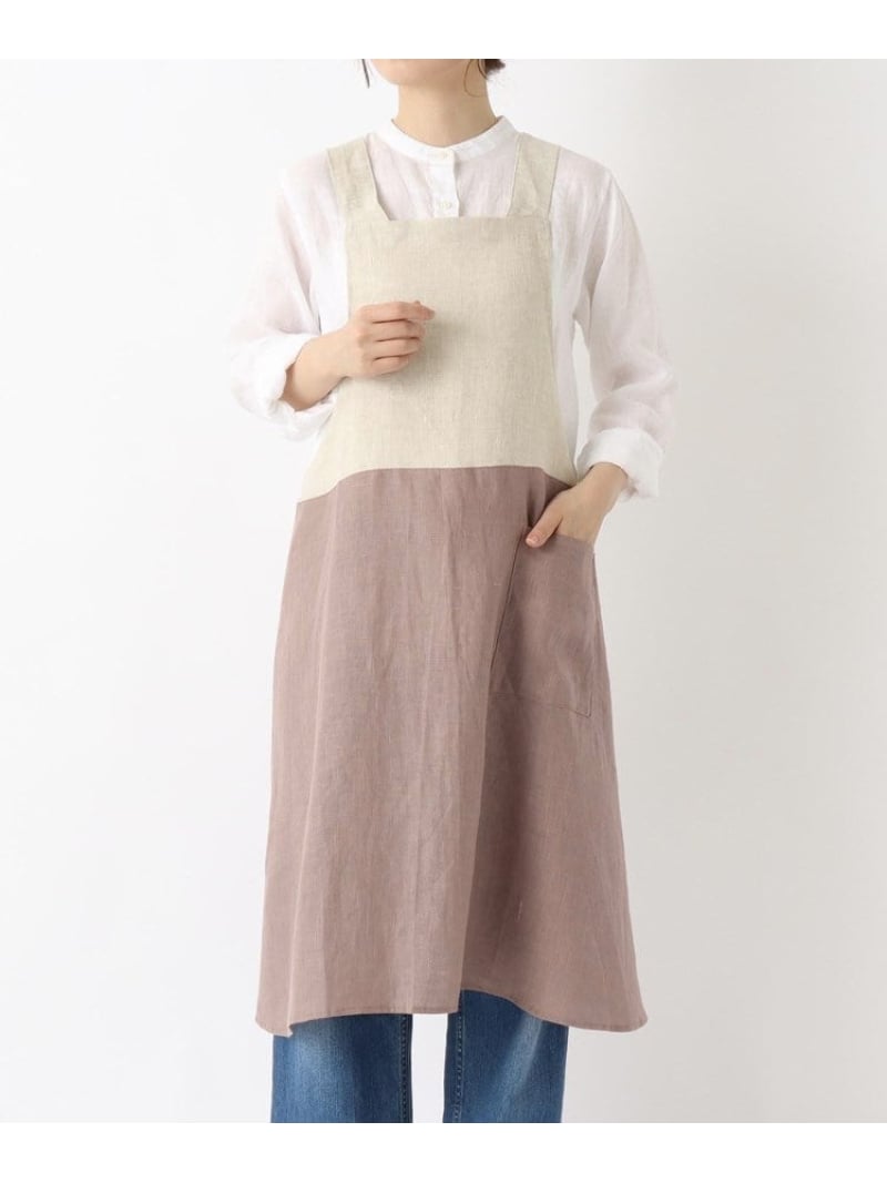 リネンバイカラースルーエプロン アズキ ＜LINEN&BASIC リネンアンドベーシック＞ 212 KITCHEN STORE トゥーワントゥーキッチンストア 食器・調理器具・キッチン用品 その他の食器・調理器具・キッチン用品【送料無料】[ Fashion]