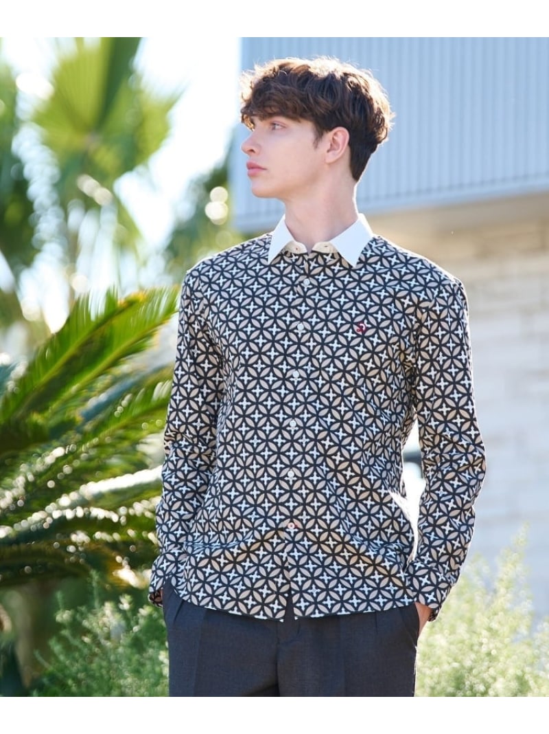 【SALE／10%OFF】オーバーラップサークル クレリックシャツ DRESSTERIOR ドレステリア トップス シャツ・ブラウス ベージュ【RBA_E】【送料無料】[ Fashion]