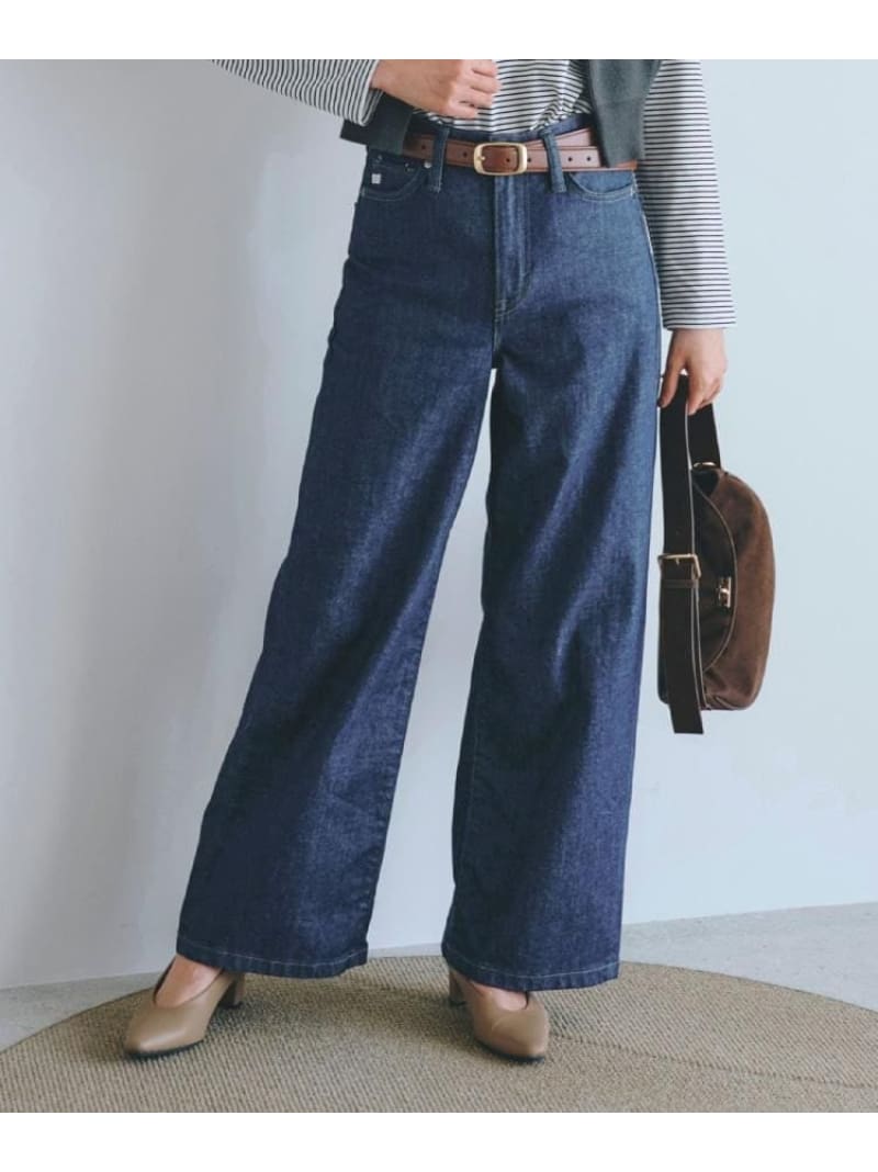 【SOMETHING*grove別注】LISAWIDE DENIM PANTS grove 地球儀 ズボン下 デニム・ジーンズズボン下 青色 薄墨色【貨物輸送無料】[ Fashion] ボトムス-レディースファッション-パンツ