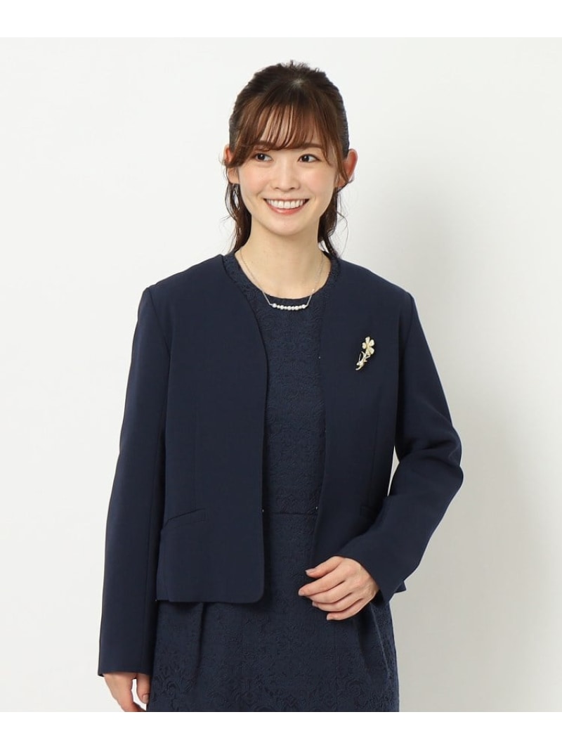 【セレモニー】ノーカラージャケット LAURA ASHLEY ローラ アシュレイ ジャケット・アウター ノーカラージャケット ブルー【送料無料】[ Fashion]｜WORLD ONLINE STORE店 14,839円