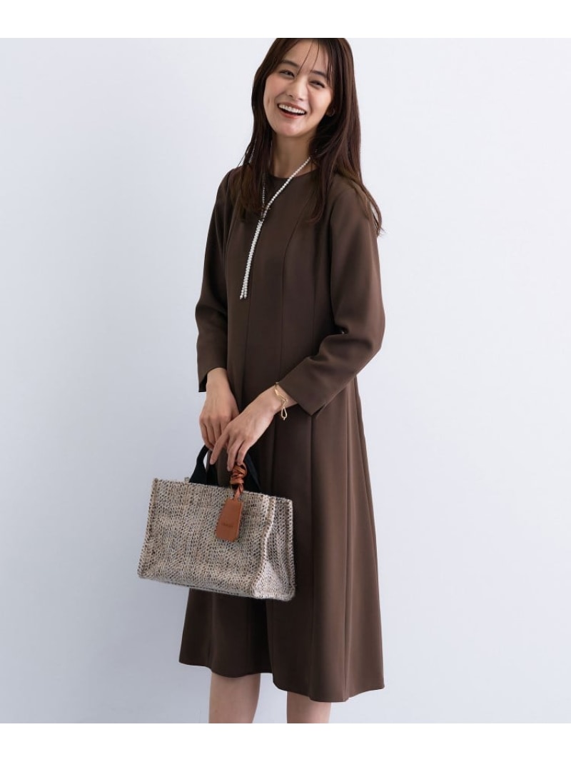 【SALE／50%OFF】【洗える/UVケア】ジョーゼットフレアワンピース INDIVI インディヴィ ワンピース・ドレス その他のワンピース・ドレス ブラウン ネイビー【RBA_E】【送料無料】[ Fashion]