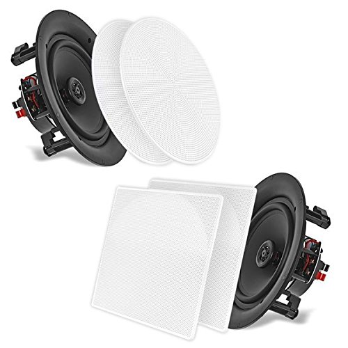 Pyle パイル PDIC66 In-Wall/In-Ceiling 6.5-Inch Dual ステレオ スピーカー, 200 ワット, 2-Way, Flush｜ワールドセレクトショップ 15,123円