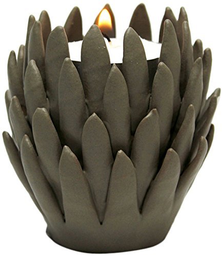 Design Toscano Kosa 3-Inch Brown Hand-Crafted Ceramic Candleholder, Gray, Set of 2 16,133円
