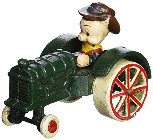 Design Toscano Farmer Pig Replica Cast Iron Farm Toy Tractor, Multicolored