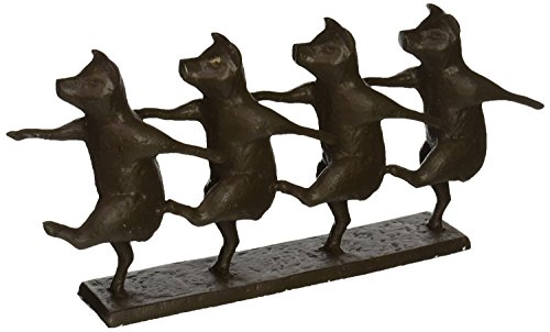 Design Toscano Dancing Pig Chorus Line Cast Iron Statue, Bronze