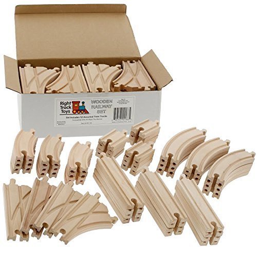 Wooden Train Track 52 Piece Pack - 100% Compatible with All Major Brands including Thomas Wooden R|ワールドセレクトショップ