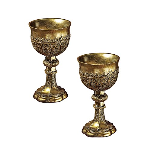 Design Toscano King Arthur s Golden Chalice Gothic Sculpture: Set of Two｜ワールドセレクトショップ