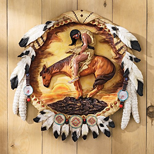 Design Toscano End of The Trail Native American Wall Sculpture, Full Color|ワールドセレクトショップ