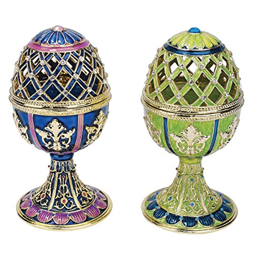 Design Toscano Jeweled Trellis Faberge-Style Enameled Egg Collection: Set of Two