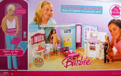 バービー Barbie MY HOUSE 50+ Piece Playset プレイセット w Furniture (2007) お人形さん あやつり人形 図形