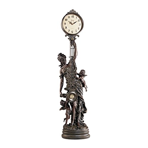 Design Toscano Grand-Scale Flora Sculptural Swinging Pendulum Clock インチ Antique Faux Bronze