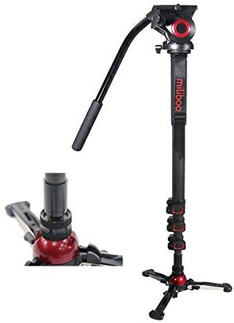 miliboo MTT705AS 一脚 アルミ製 モノポッドスタンド ４段伸縮式 水準器 ９０度振り角 レバーロッ