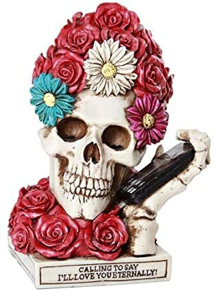 Pacific Giftware フローラルレッドローズスカルエターナルラブスカルコレクションフィギュア6インチ 愛