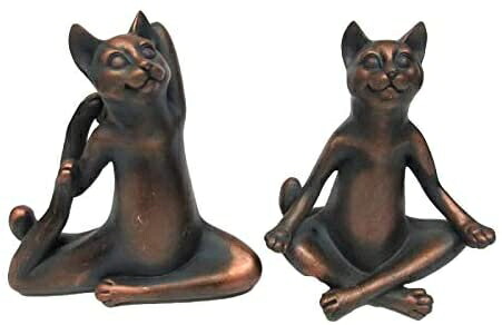 Pacific Giftware 禅ガーデン インナーピース ヨガ 猫 2個セット コレクターズ彫刻装飾 高さ5インチ