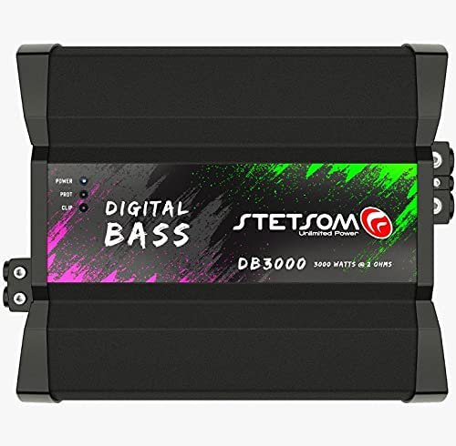 Stetsom デジタル BASS DB 3000 2 Ohms Mono カーアンプ, 3000.1 3KW RMS, 2Ω Stable カーオーディオ, HD BASS サウンドクオリティ, クロスオーバー