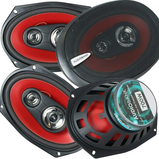 本物 4X Audiobank 6x9 700W 3-Way Red カーオーディオ ステレオ