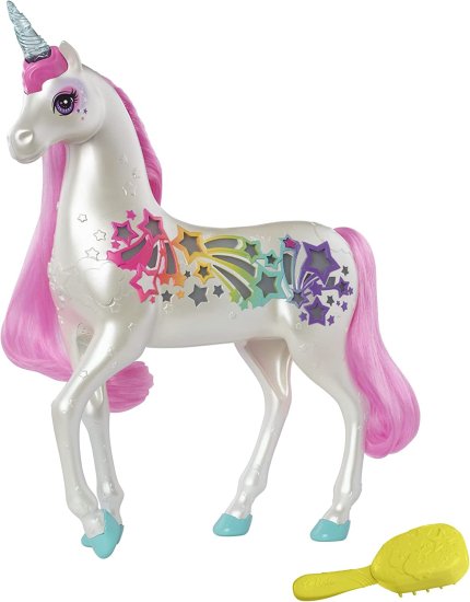 Barbie バービードリームトピアブラシ 'nライトとサウンドのスパークルユニコーン、ピンクのたてがみと尾の白、3-7歳の贈り物｜ワールドセレクトショップ