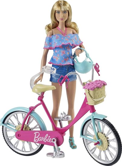 Barbie 花のバスケットが付いたバービー自転車