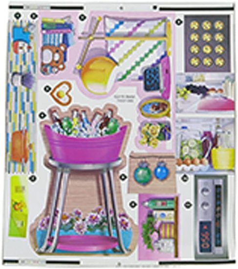 Barbie バービー Malibu House PlaysetのBarbi交換ステッカー-FXG57-交換用ラベル、マルチカラー