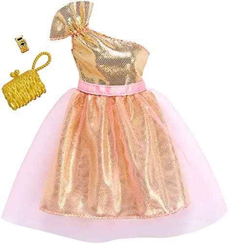 最大87％オフ！ 激安 Barbie バービーファッションは完全な外観のゴールド1ショルダーガウンとピンクのチュールセット catalejocorp.cl catalejocorp.cl