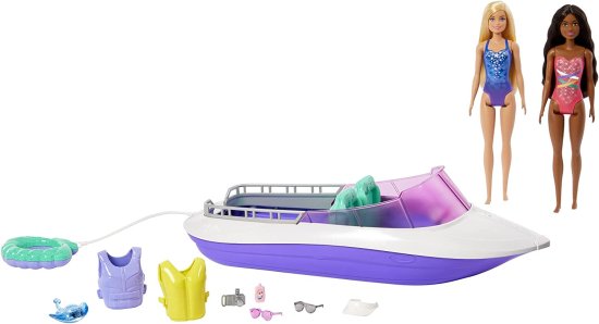 Barbie バービー人形と18インチのフローティングボートを備えたバービーマーメイドパワープレイセットシースルーボトム、4席とアクセサリー、3歳のおもちゃな｜ワールドセレクトショップ