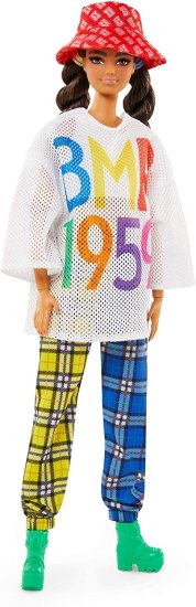 Barbie バービーBMR1959人形 - メッシュTシャツ、格子縞のジョガー、バケツハット