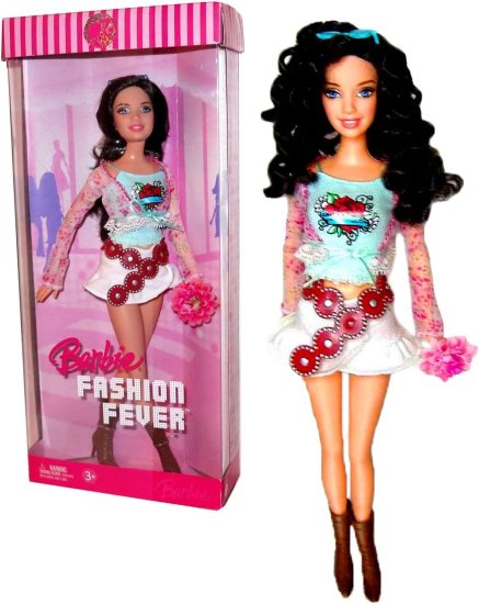Barbie バービーイヤー2006年ファッションフィーバーシリーズ12インチの高さの人形セット - 青いトップス、長袖の肩をすくめた華やかでトレンディで人気のある