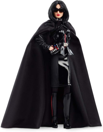 Barbie バービーコレクターのスターウォーズダースベイダーxバービー人形、11.5インチ黒いペプラムトップ、ケープ、スカート、人形スタンドと信頼性の証明書を|ワールドセレクトショップ